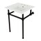 Kingston Brass 25 Console Sink with Brass Legs 8Inch, 3 Hole, WhiteMatte Black KVBH25227W8B0 - alternate 1